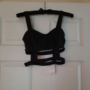 Cut out black contempo crop top